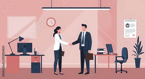 Successful Business Deal Handshake in Modern Office Setting: A Partnership Forged