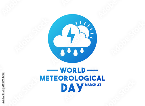 World Meteorological Day. March 23. Gradient background. Meteorological icon. Banner, card, background.
