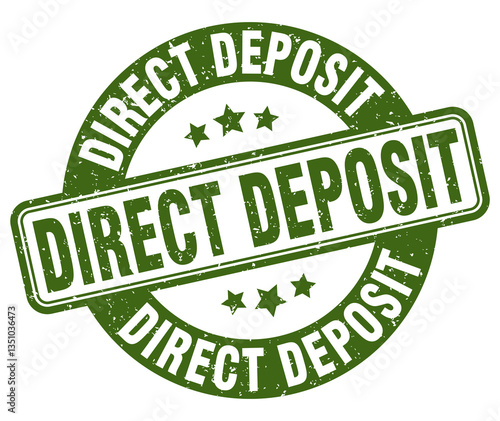 direct deposit stamp. direct deposit label. round grunge sign