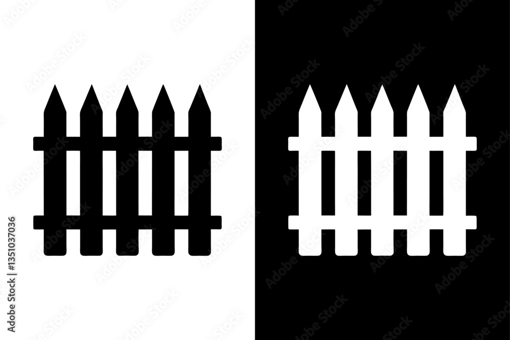 Classic Fence Silhouette in Black & White Vector Graphics. Classic Fence Silhouette in Black & White Vector Graphics.