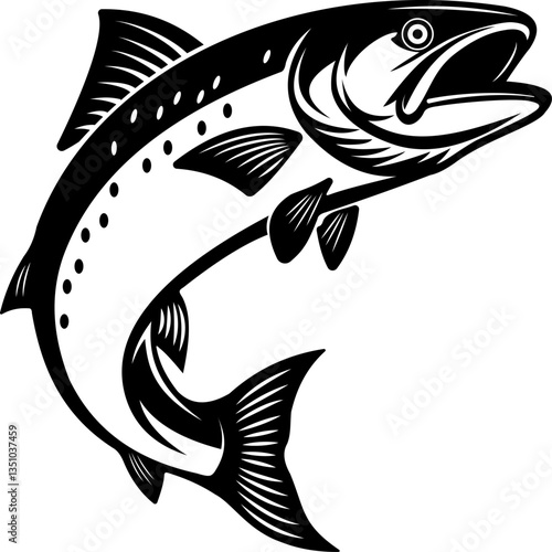 Salmon fish silhouette-cut out vector icon