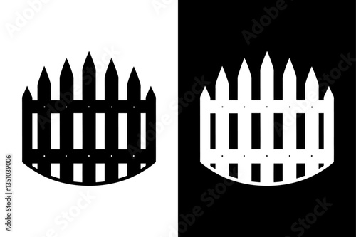 Black and White Fence Icon Crisp Vector Silhouette.