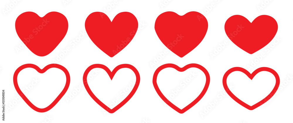 Simple Red heart icons set vector. Heart, love, romance or valentine's day red heart. Eps 10 Simple Red heart icons set vector. Heart, love, romance or valentine's day red heart. Eps 10
