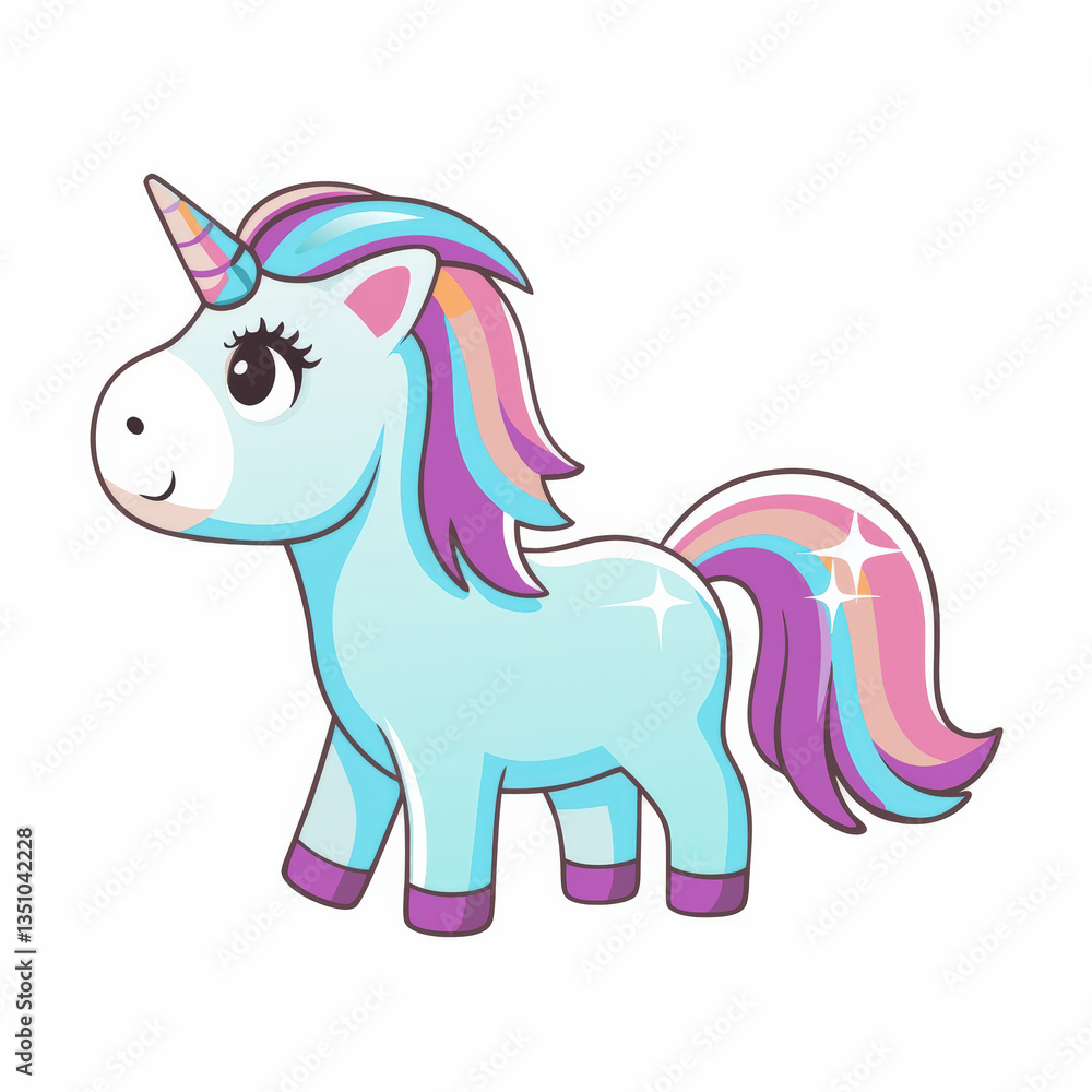 Fototapeta premium Gnome and Unicorn, whimsical unicorn with colorful mane and sparkling features brings joy and magic to any setting