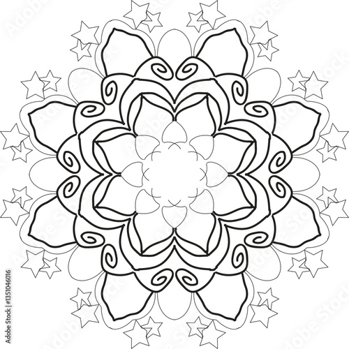 Circular pattern in the form of a mandala. Henna tatoo mandala. Mehndi style. Decorative pattern in oriental style. Coloring book cover