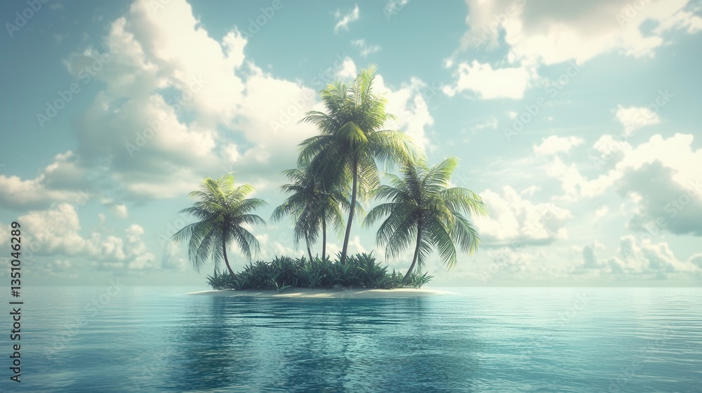 Tranquil Island Paradise Lush Palm Trees on a Secluded Tropical Beach Tranquil Island Paradise Lush Palm Trees on a Secluded Tropical Beach