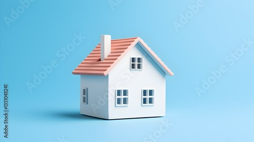 Wallpaper Mural A charming little house model, a symbol of dreams and new beginnings, sits against a serene light blue backdrop. Torontodigital.ca