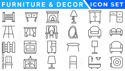 Furniture icons. Vector illustration.