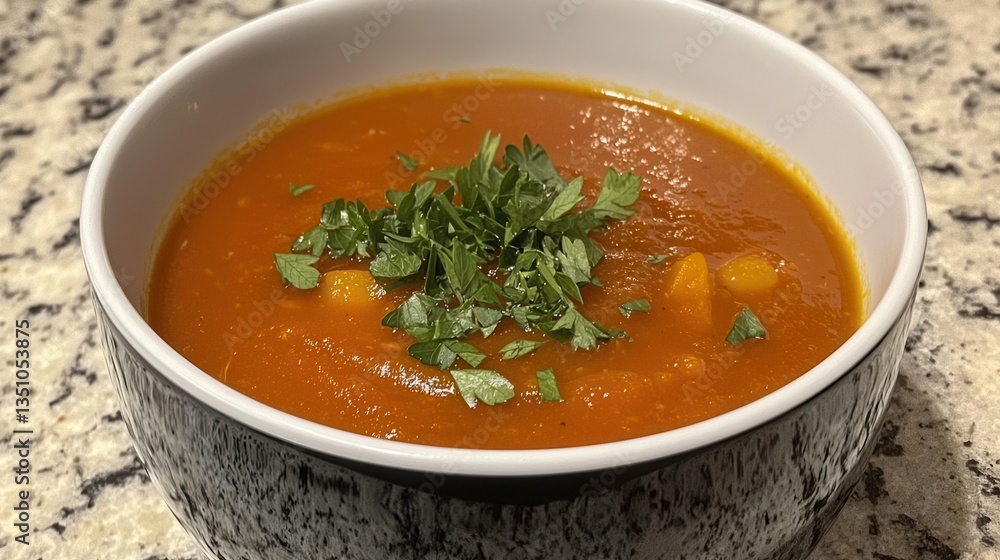 Creamy Tomato Soup with Chickpeas and Parsley Garnish Creamy Tomato Soup with Chickpeas and Parsley Garnish