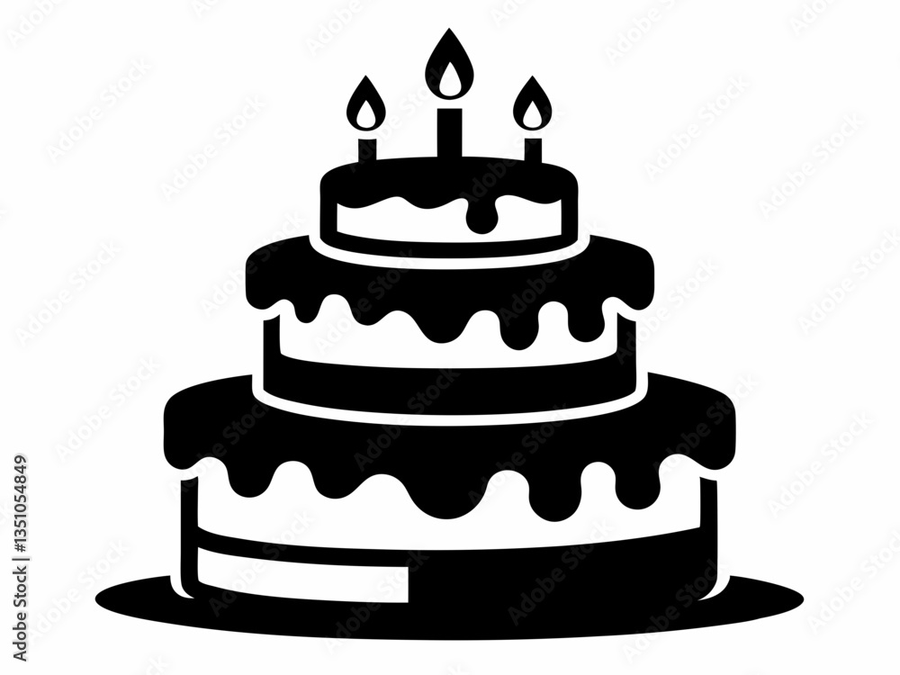 Birthday cake vector silhouette, birthday cake icon Birthday cake vector silhouette, birthday cake icon
