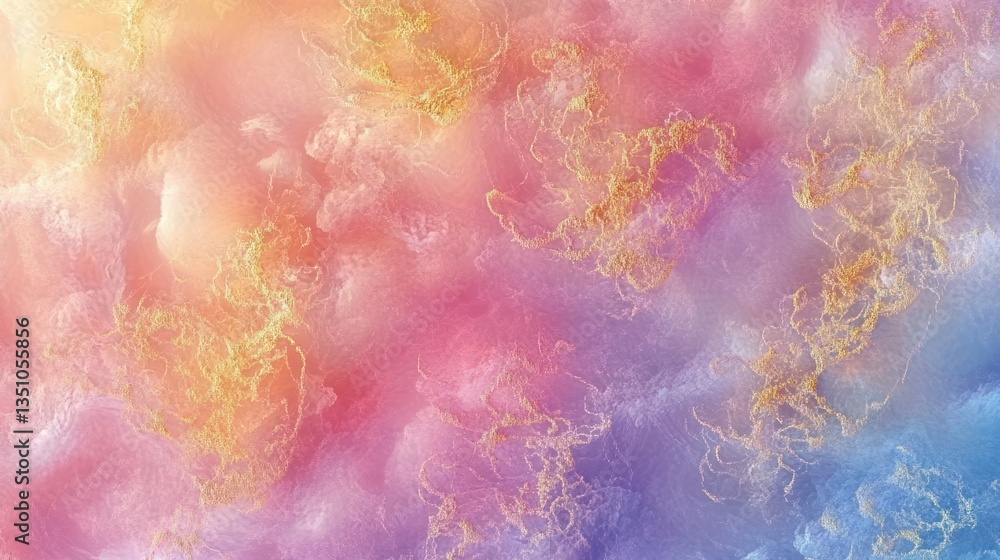 Fototapeta premium Pastel Pink Purple and Blue Abstract Background with Gold Accents Fluid Art Texture