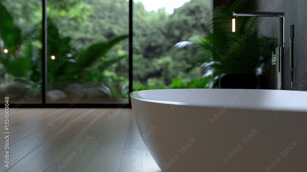 Fototapeta premium Modern bathroom with nature views