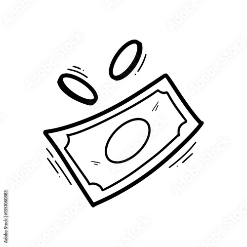 Hand Drawn Money Illustration. Doodle Vector. Isolated on White Background - EPS 10 Vector