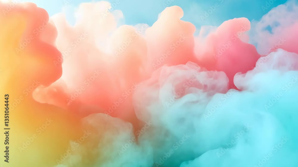 Colorful smoke clouds create a dreamy atmosphere in a bright background during sunset Colorful smoke clouds create a dreamy atmosphere in a bright background during sunset