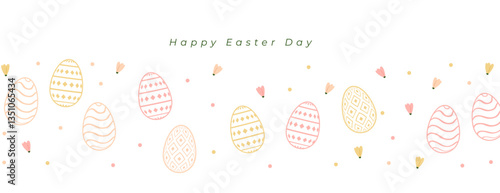 happy easter greeting card with cute eggs design