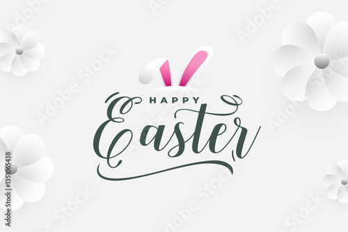 happy easter festive backdrop with white flower decor