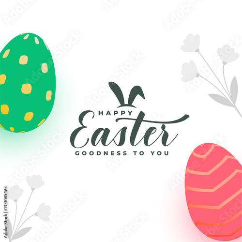 elegant happy easter white background with colorful eggs