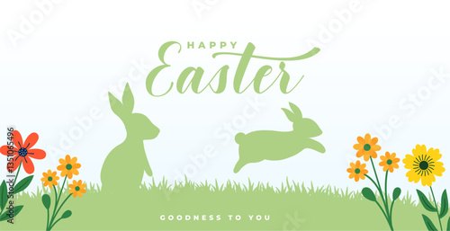papercut happy easter festive background with floral decor