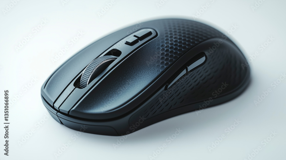 Detailed image of a wireless computer mouse against white background for advertising use. Detailed image of a wireless computer mouse against white background for advertising use.