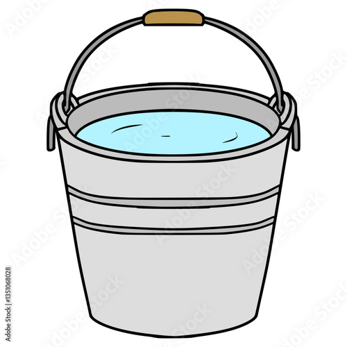 metal bucket illustration hand drawn isolated vector