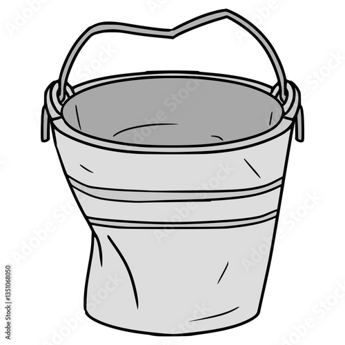 dented bucket illustration hand drawn isolated vector
