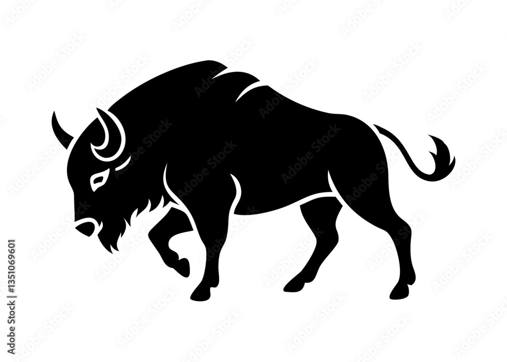 Obraz premium Silhouette of a Buffalo with 
