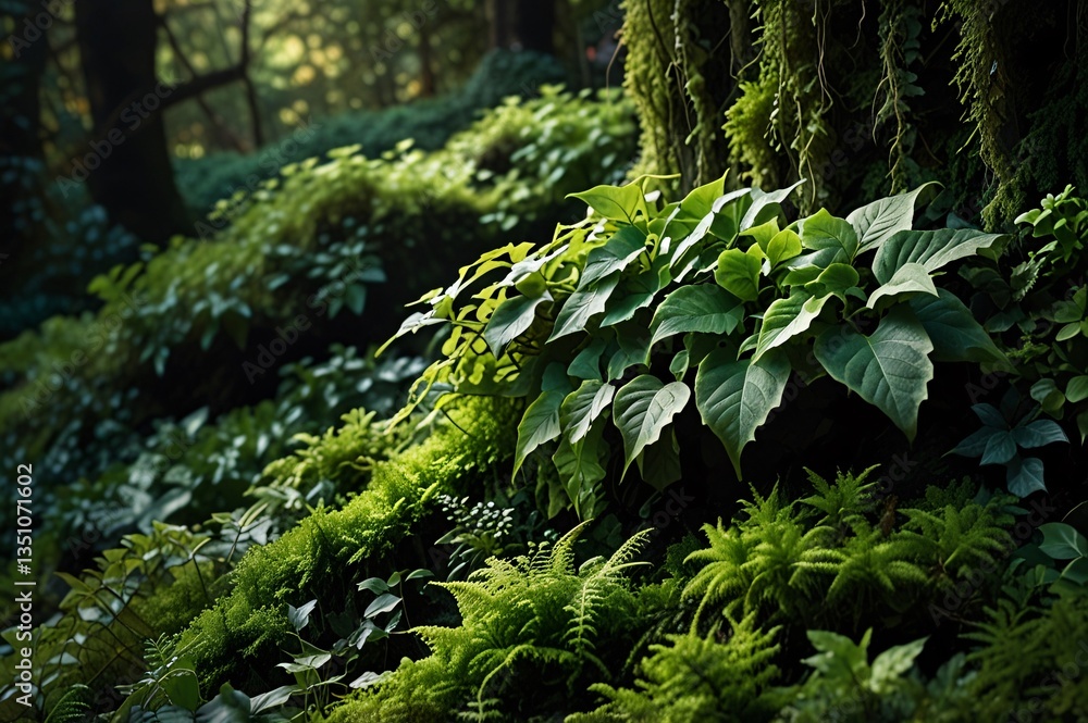 Dramatic High-Angle View of Lush Green Ivy and Vibrant Moss V5 Dramatic High-Angle View of Lush Green Ivy and Vibrant Moss V5