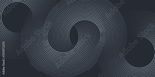 Abstract white glowing geometric lines on grey background. Modern shiny blue circle lines pattern. Futuristic technology concept. Suit for cover, poster. eps 10