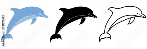 Dolphin - Colors, Silhouette & Outline