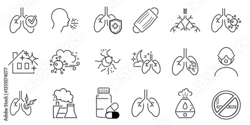 Lung, tuberculosis icon. Edible lung, tuberculosis, tuberculosis line icon on a white background. vector