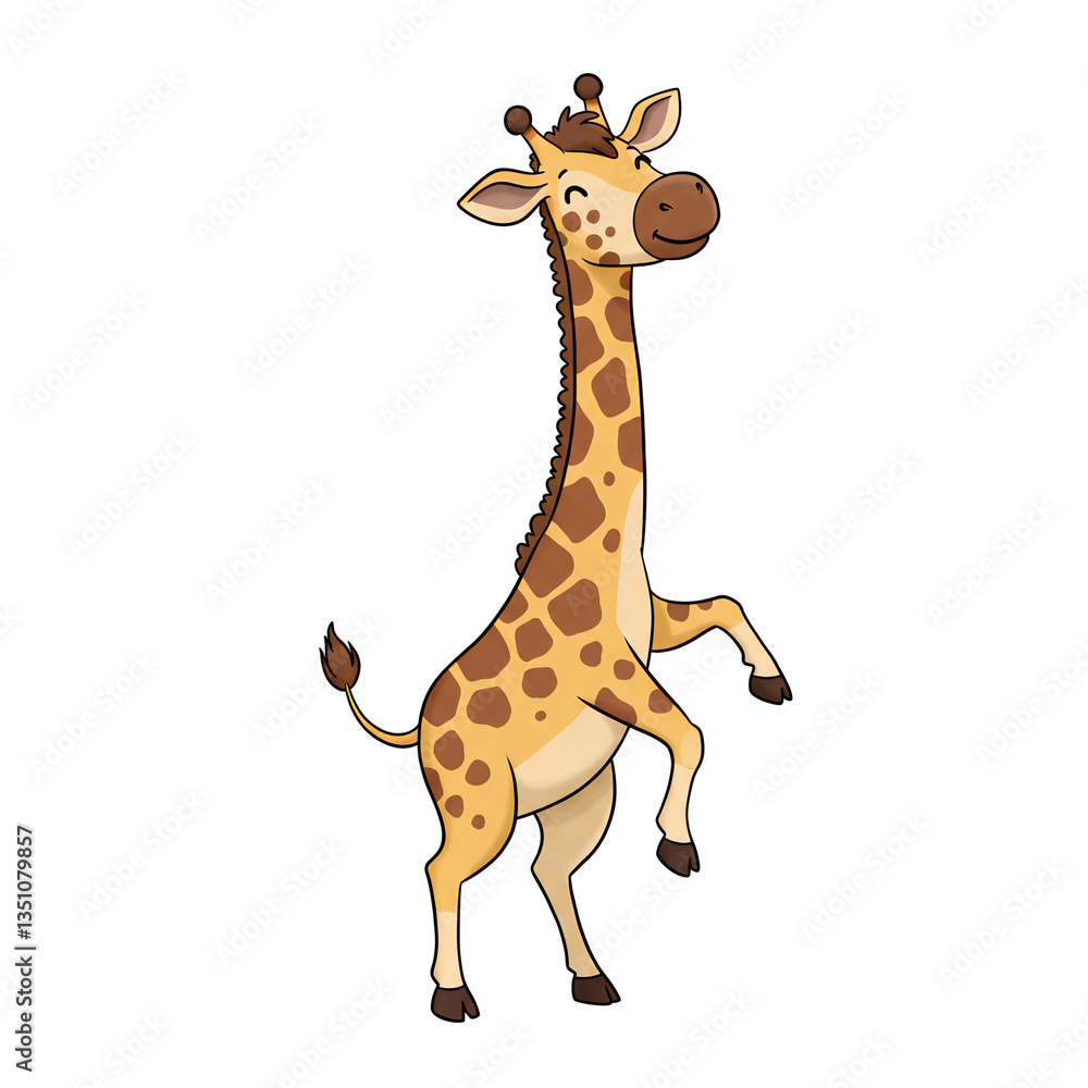 Fototapeta premium Cute Happy Giraffe Standing on Two Legs