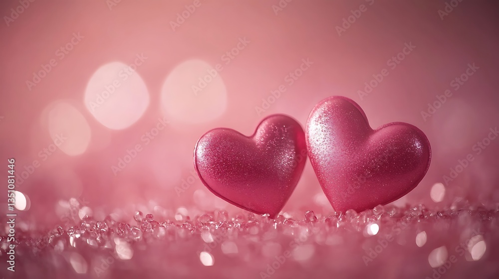 Pink hearts with love, romance, and bokeh. Pink hearts with love, romance, and bokeh.