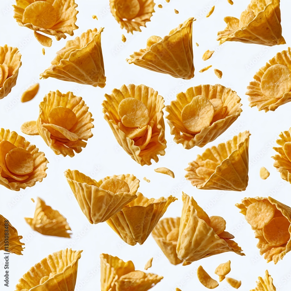 Naklejka premium Flying Crispy Corn Snacks