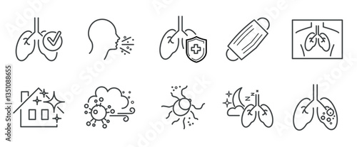 Lung, tuberculosis icon. Edible lung, tuberculosis, tuberculosis line icon on a white background. vector