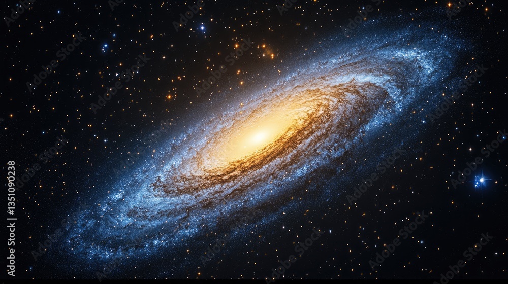 Fototapeta premium Spiral galaxy in deep space; cosmic wonder; star system; celestial beauty; astronomical