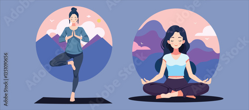 International Yoga Day, Girl Doing Yoga, yoga day poster design, background design, minimalism style, yoga poses