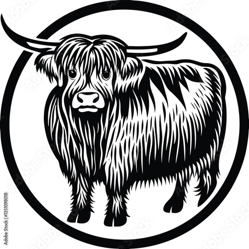 Highland cow cook head design with chef hat farm vector image (64).eps