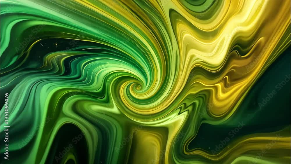 Abstract swirling green and gold fluid art with mesmerizing motion. Abstract swirling green and gold fluid art with mesmerizing motion.