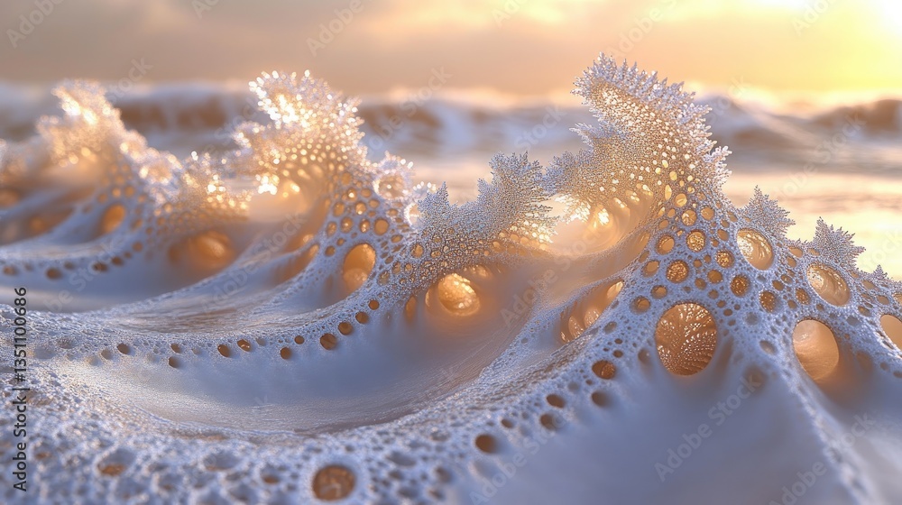 Abstract frosty wave formations at sunrise. Possible use Nature background, design element Abstract frosty wave formations at sunrise. Possible use Nature background, design element