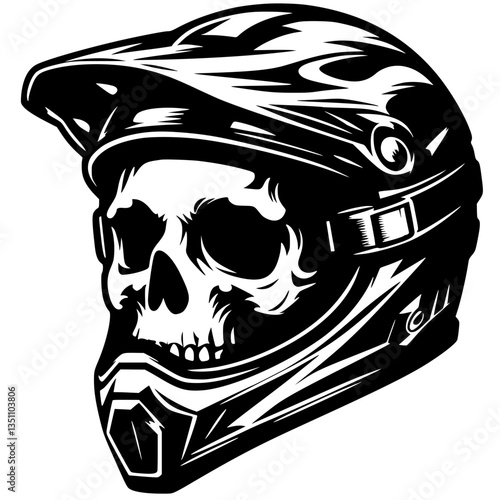 Skull silhouette motocross helmet