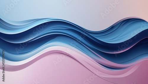 Serene ocean waves flowing in rhythmic dance across a soft pink and blue gradient background.