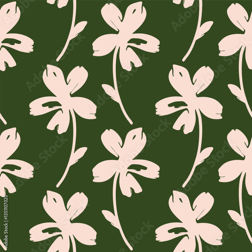 Minimalistic flowers pattern.Seamless pattern with florals for fabric, textiles, clothing, wrapping paper. Vector illustration