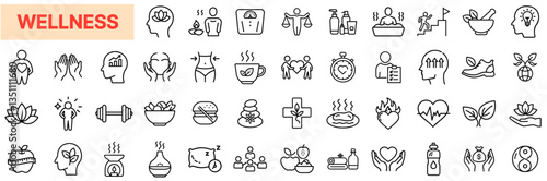 Wellness Icons – Mindfulness, Fitness, Nutrition, Self-Care, Mental Health, Balance & Healthy Lifestyle