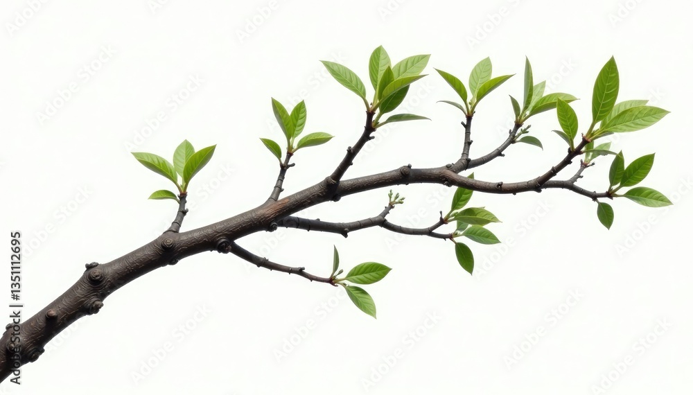Delicate branch with intricate knots isolated on white background, branches, tree, nature Delicate branch with intricate knots isolated on white background, branches, tree, nature