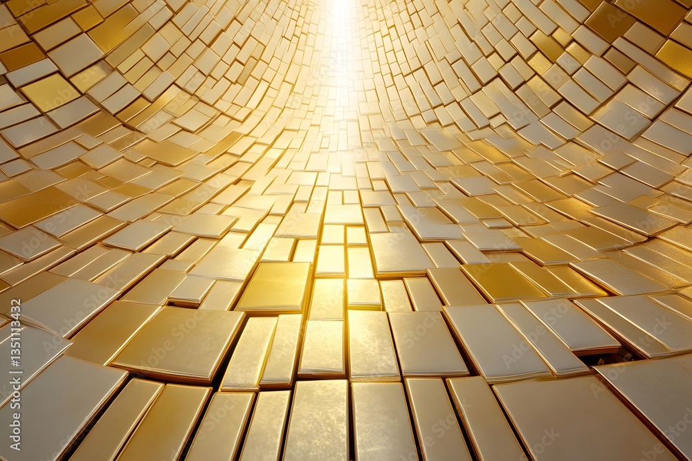 Obraz premium Abstract Gold Blocks Surface Reflecting Light Creating an Elegant Background