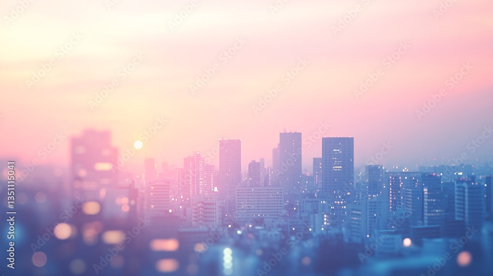 Cityscape sunset, soft focus, urban scene, twilight glow, background bokeh, design Cityscape sunset, soft focus, urban scene, twilight glow, background bokeh, design