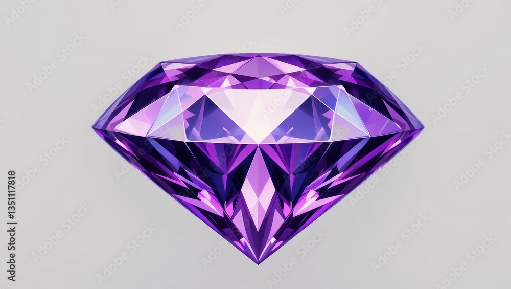 Close-Up View of a Sparkling Purple Diamond Gemstone with Faceted Cut on a Neutral Background Close-Up View of a Sparkling Purple Diamond Gemstone with Faceted Cut on a Neutral Background