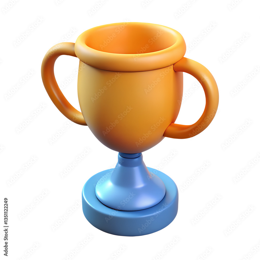 Golden Trophy Illustration on Blue Base Symbolizing Achievement and Success in Competitions Golden Trophy Illustration on Blue Base Symbolizing Achievement and Success in Competitions