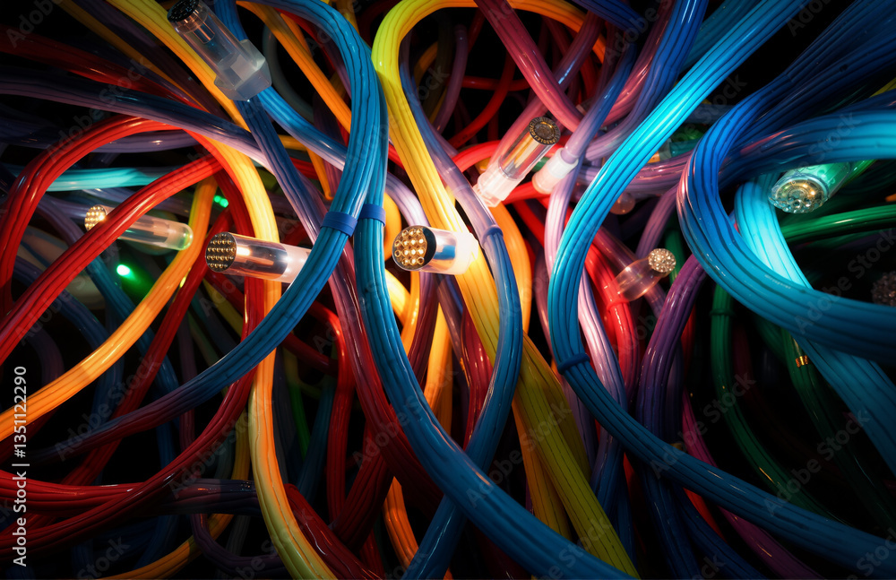 colorful cables connected colorful cables connected