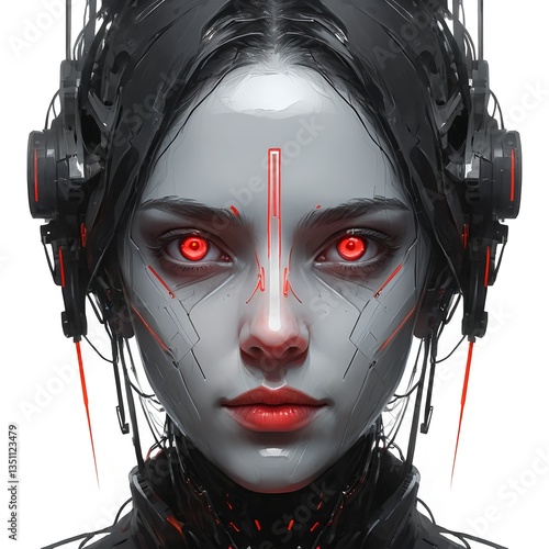 Cyberpunk Woman with Red Eyes